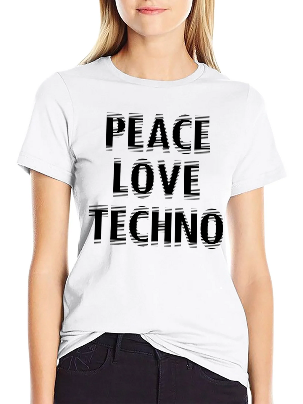 Peace Love Techno Black T-Shirt product image 11