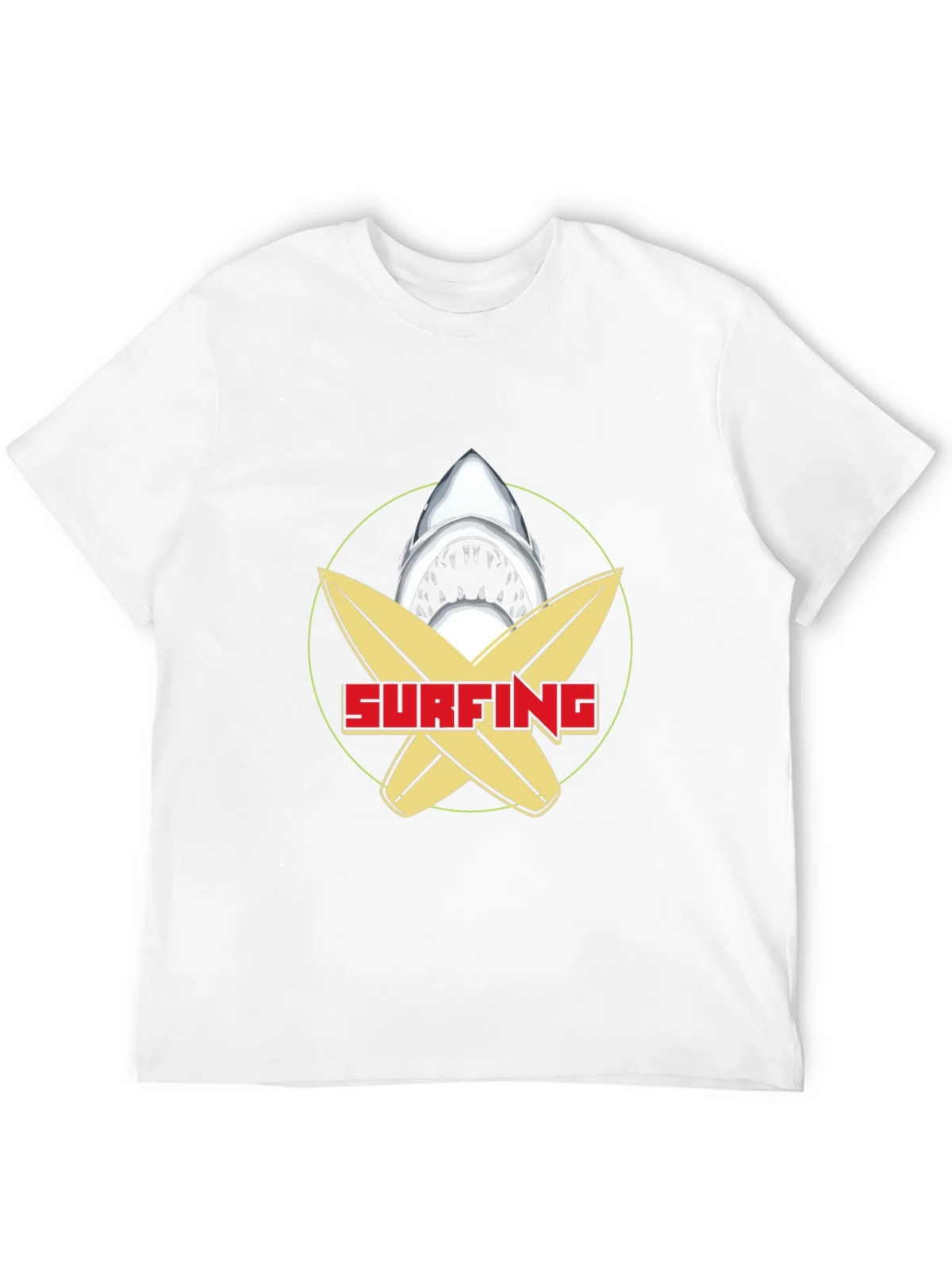 Surfing Shark Graphic Tee - Black Cotton T-Shirt product image 3