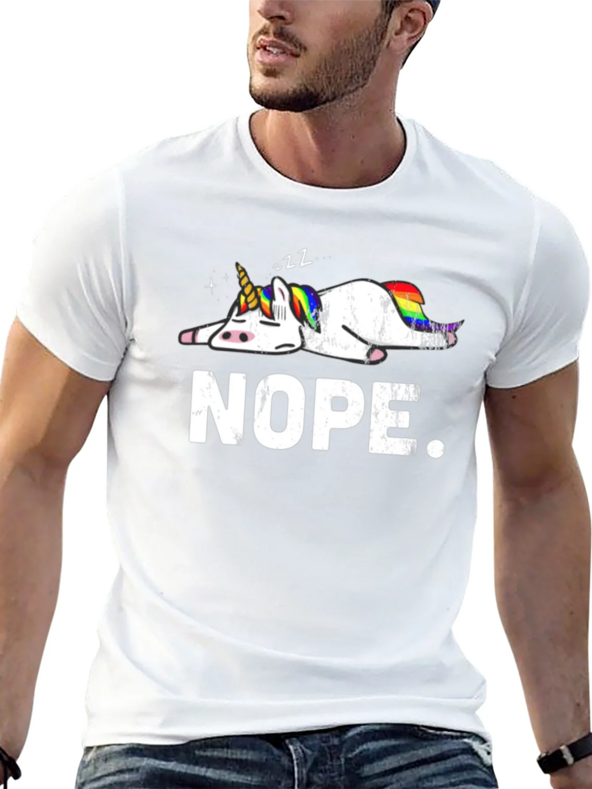 Nope Lazy Unicorn Graphic T-Shirt product image 4