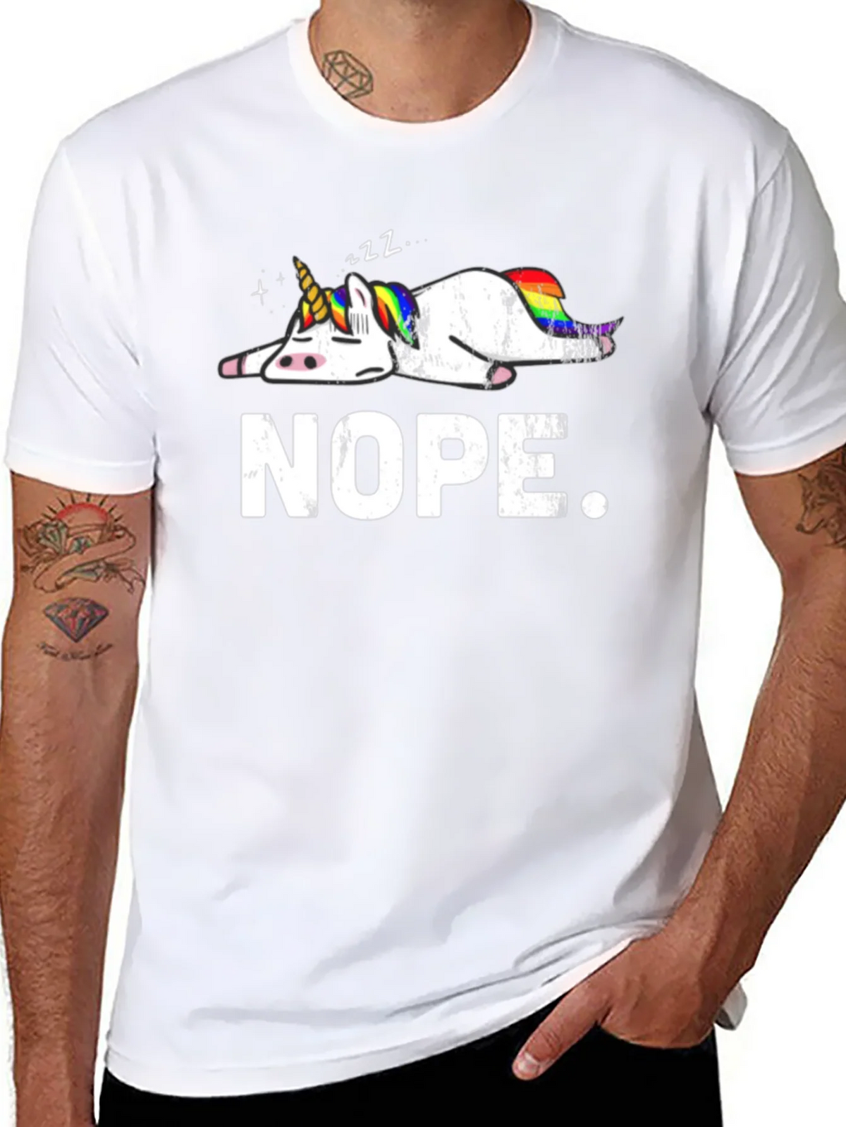 Nope Lazy Unicorn Graphic T-Shirt product image 10