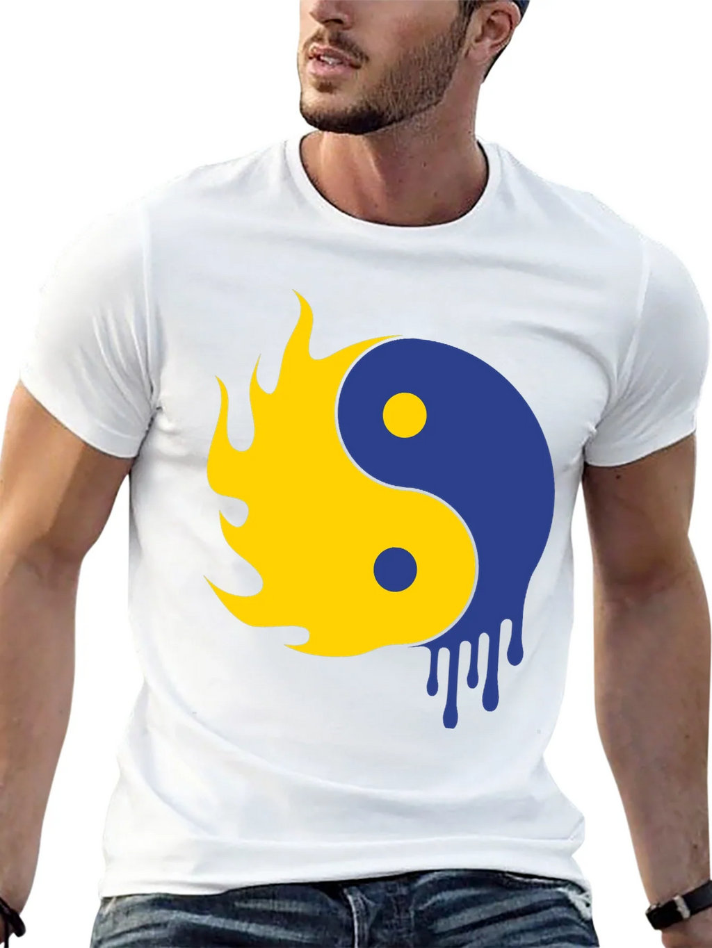 Yin Yang Flame Drip Graphic Tee - Modern Style product image 4