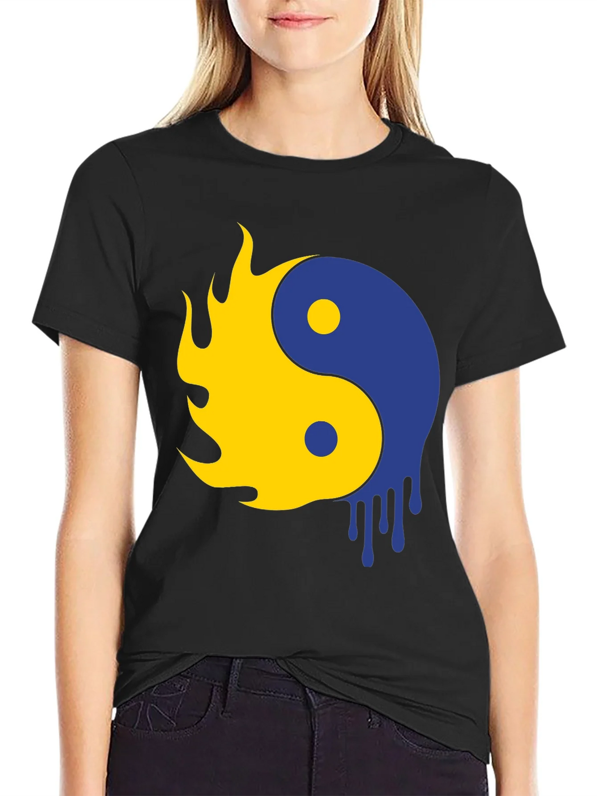 Yin Yang Flame Drip Graphic Tee - Modern Style product image 5