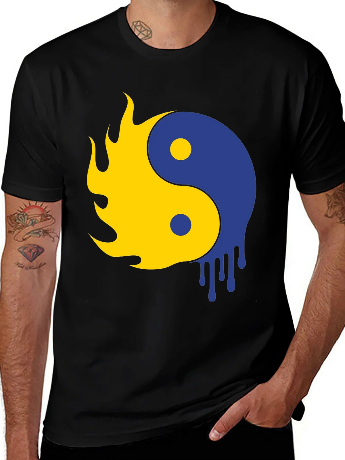Yin Yang Flame Drip Graphic Tee - Modern Style product image 1