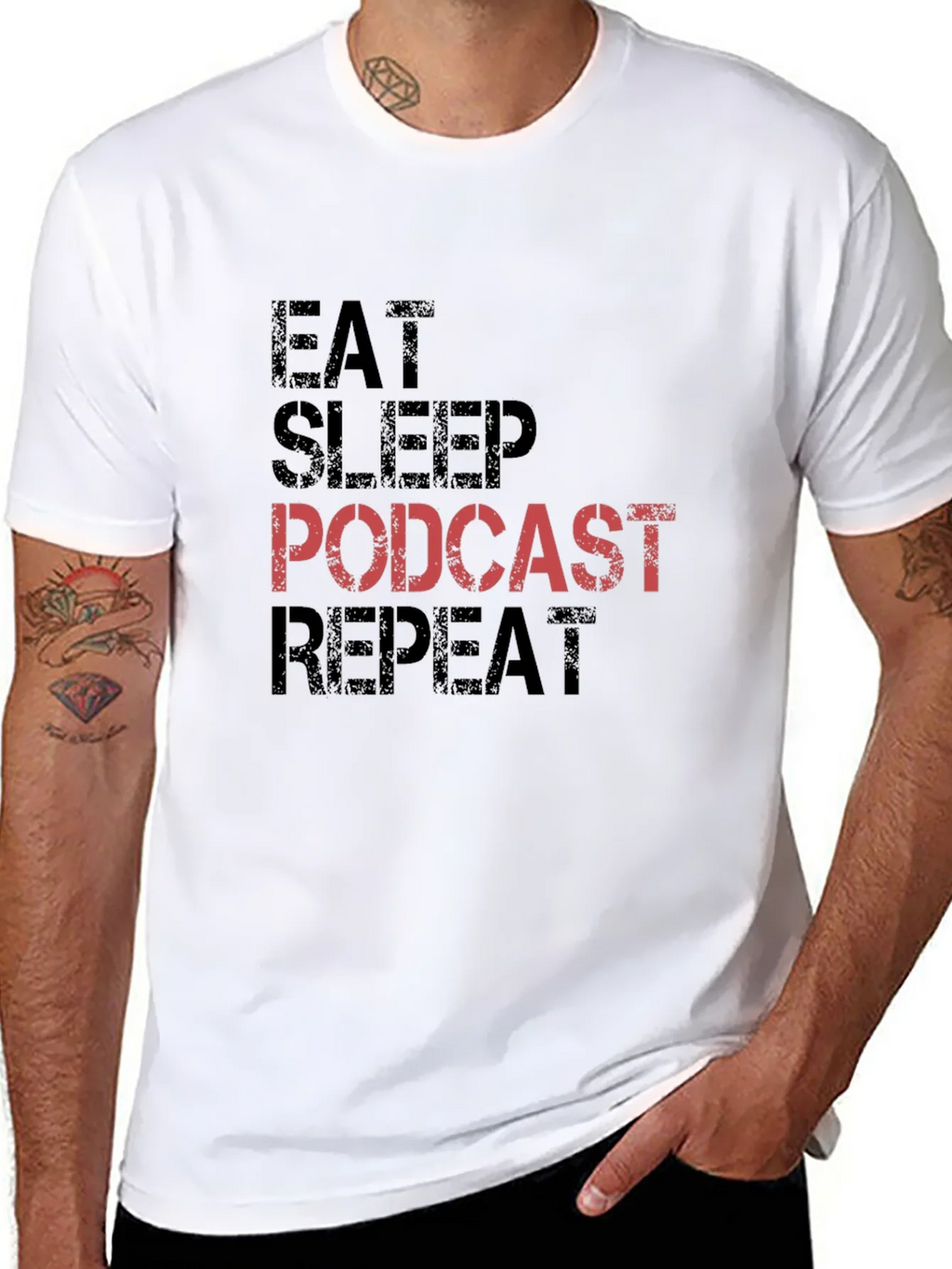 Eat Sleep Podcast Repeat Black T-Shirt product image 10