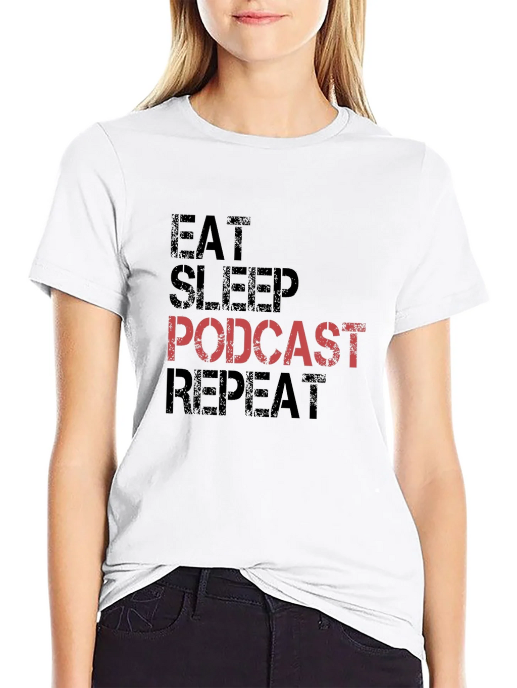Eat Sleep Podcast Repeat Black T-Shirt product image 11