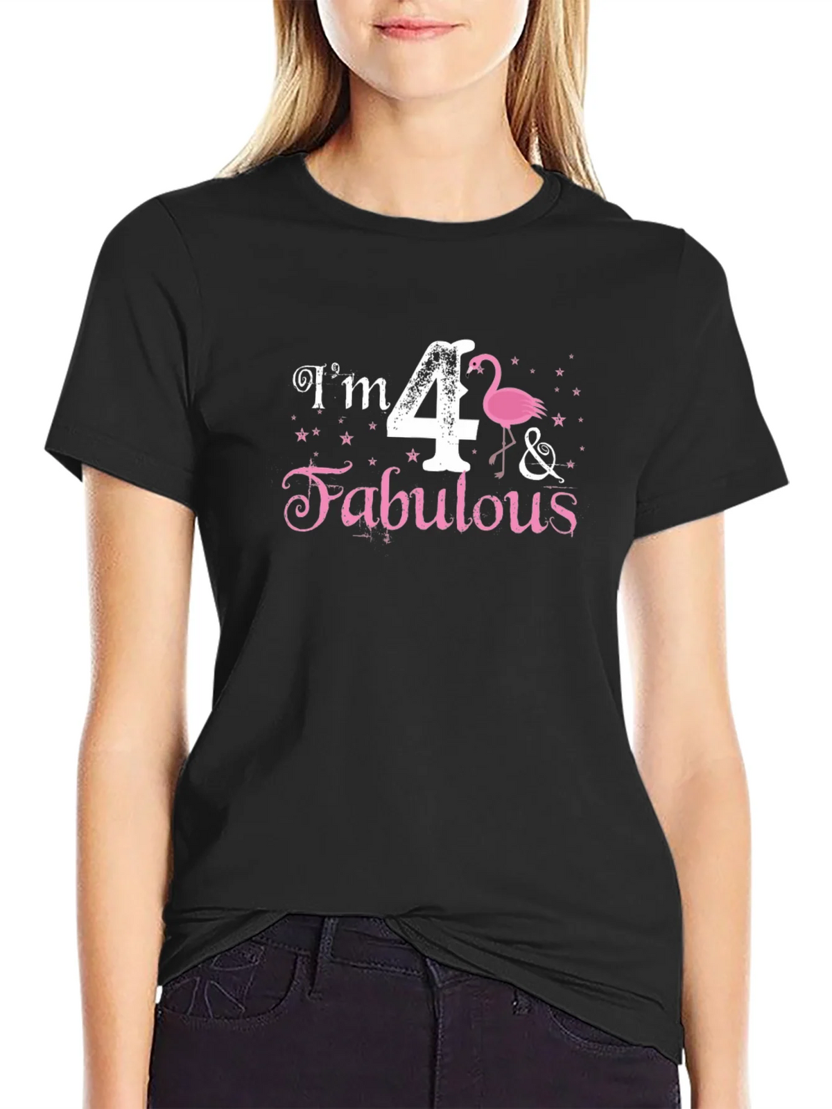 Im 4 & Fabulous Flamingo Black T-Shirt product image 5