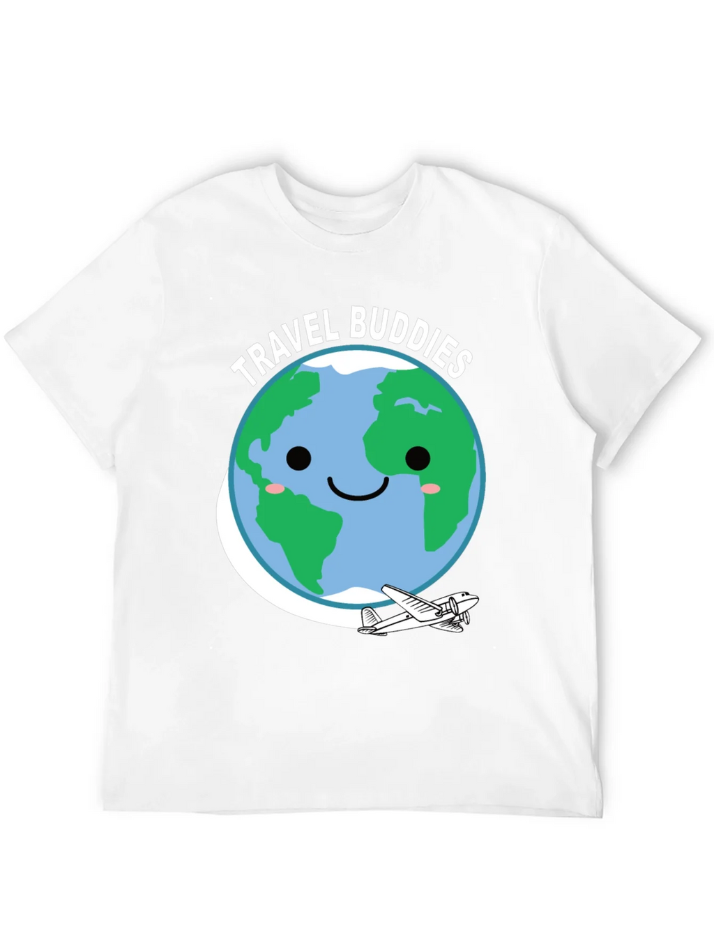 Travel Buddies Graphic Tee - Earth & Airplane Design product image 3