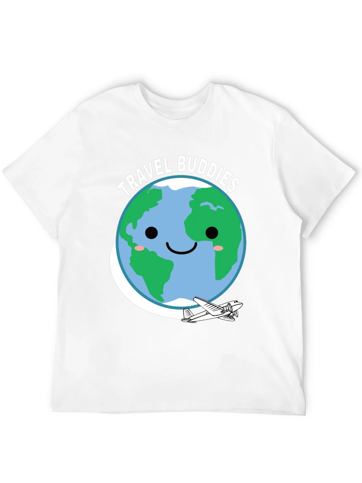 Travel Buddies Graphic Tee - Earth & Airplane Design product image 3