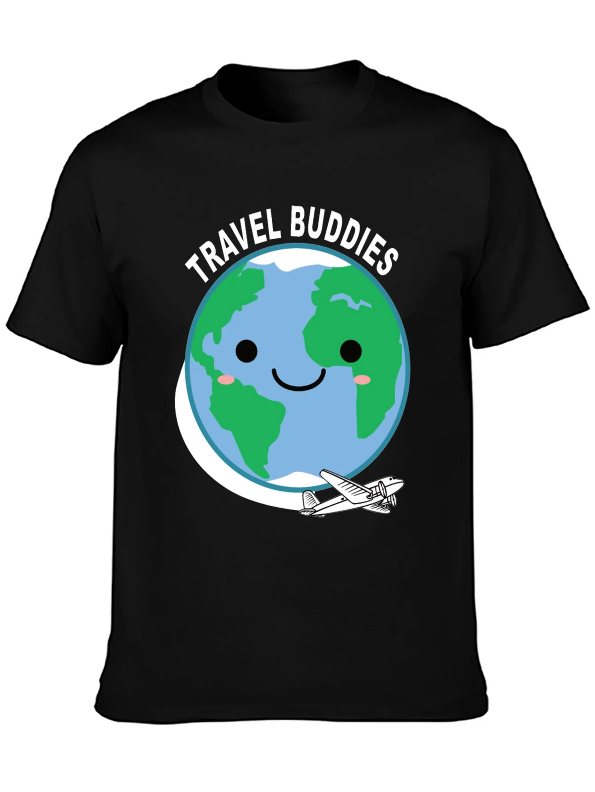 Travel Buddies Graphic Tee - Earth & Airplane Design product image 6
