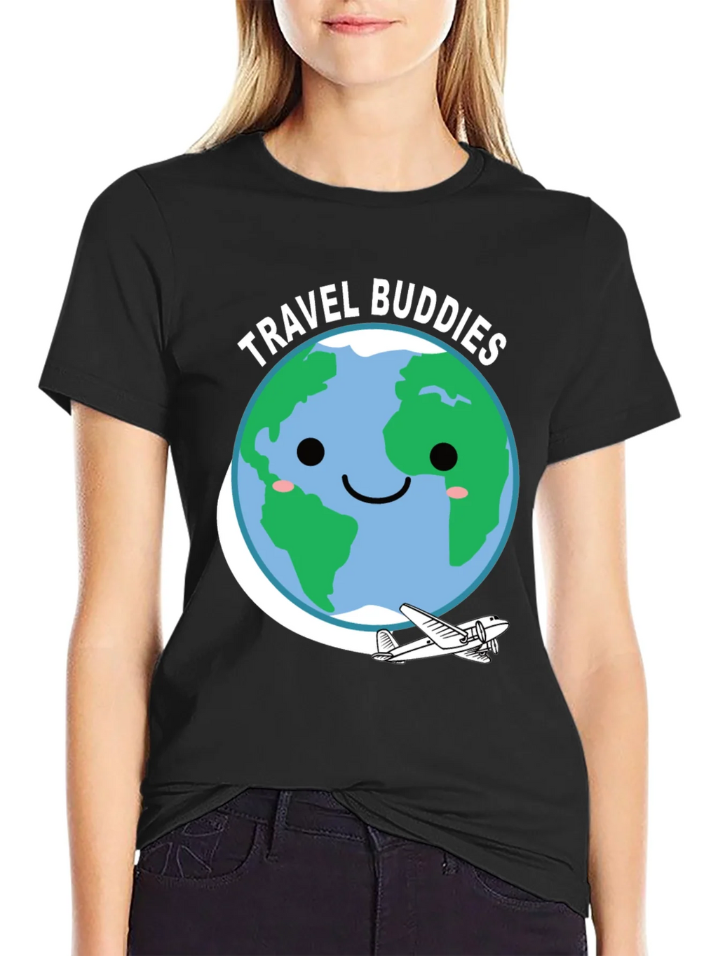 Travel Buddies Graphic Tee - Earth & Airplane Design product image 5