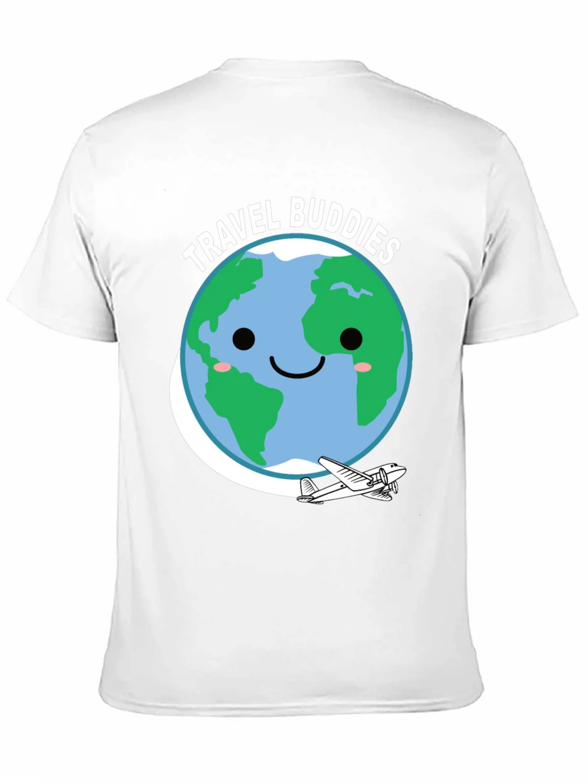 Travel Buddies Graphic Tee - Earth & Airplane Design product image 2