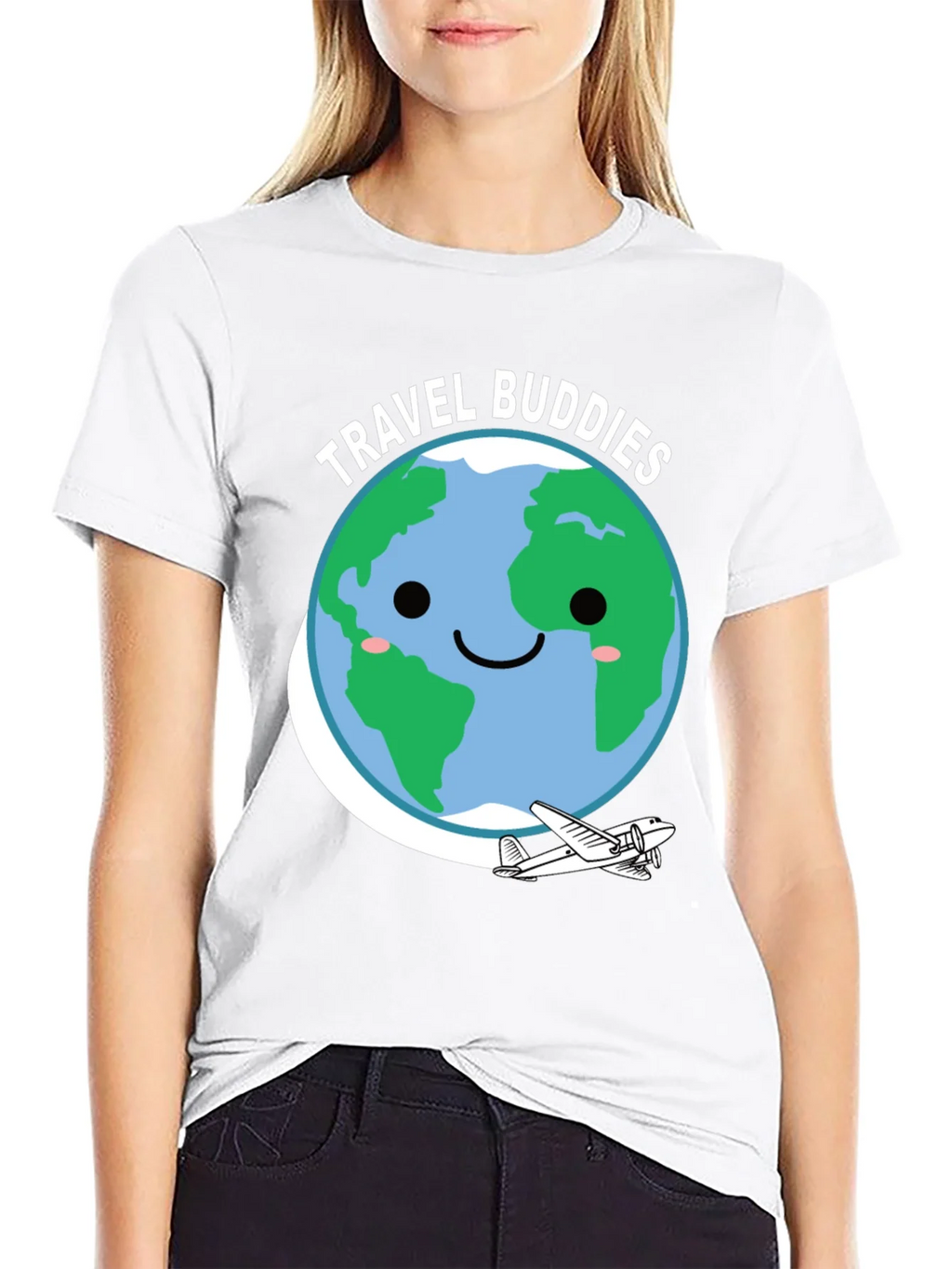 Travel Buddies Graphic Tee - Earth & Airplane Design product image 11