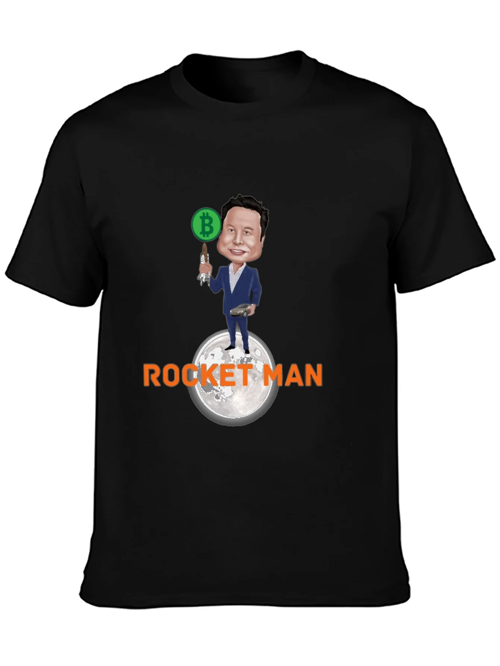 Elon Musk Bitcoin Rocket Man Graphic Tee product image 6