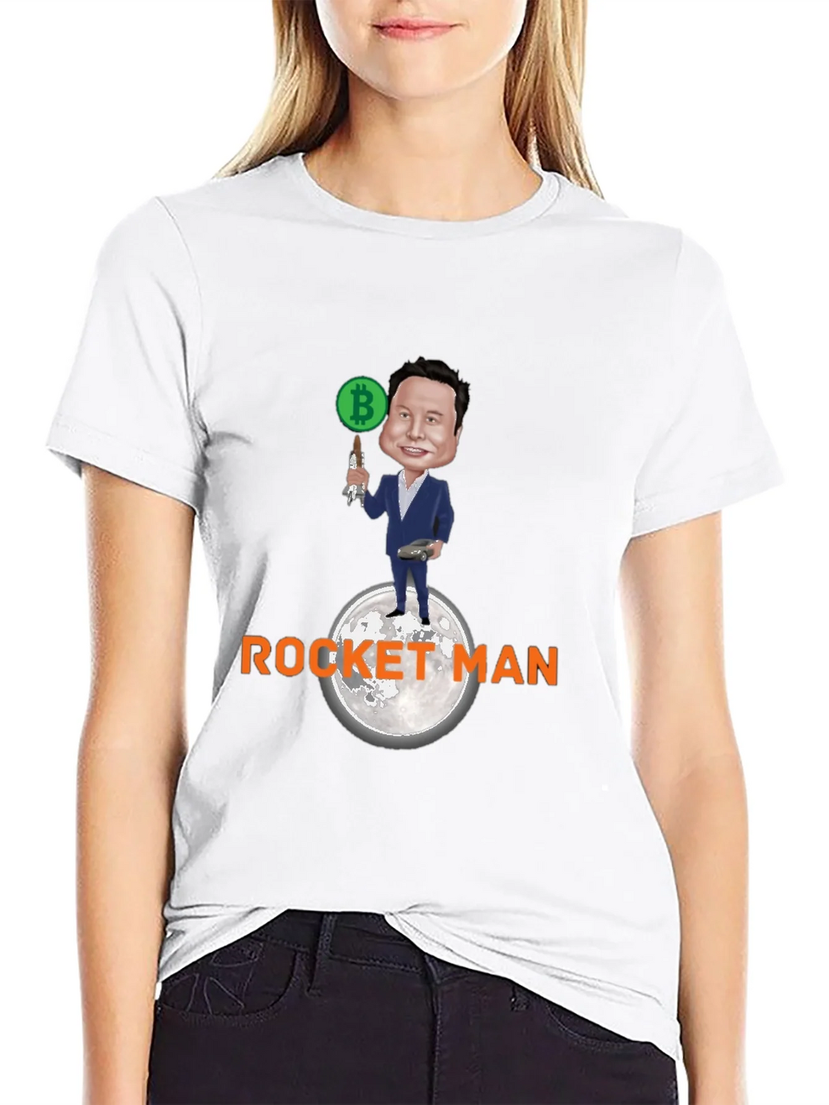 Elon Musk Bitcoin Rocket Man Graphic Tee product image 11