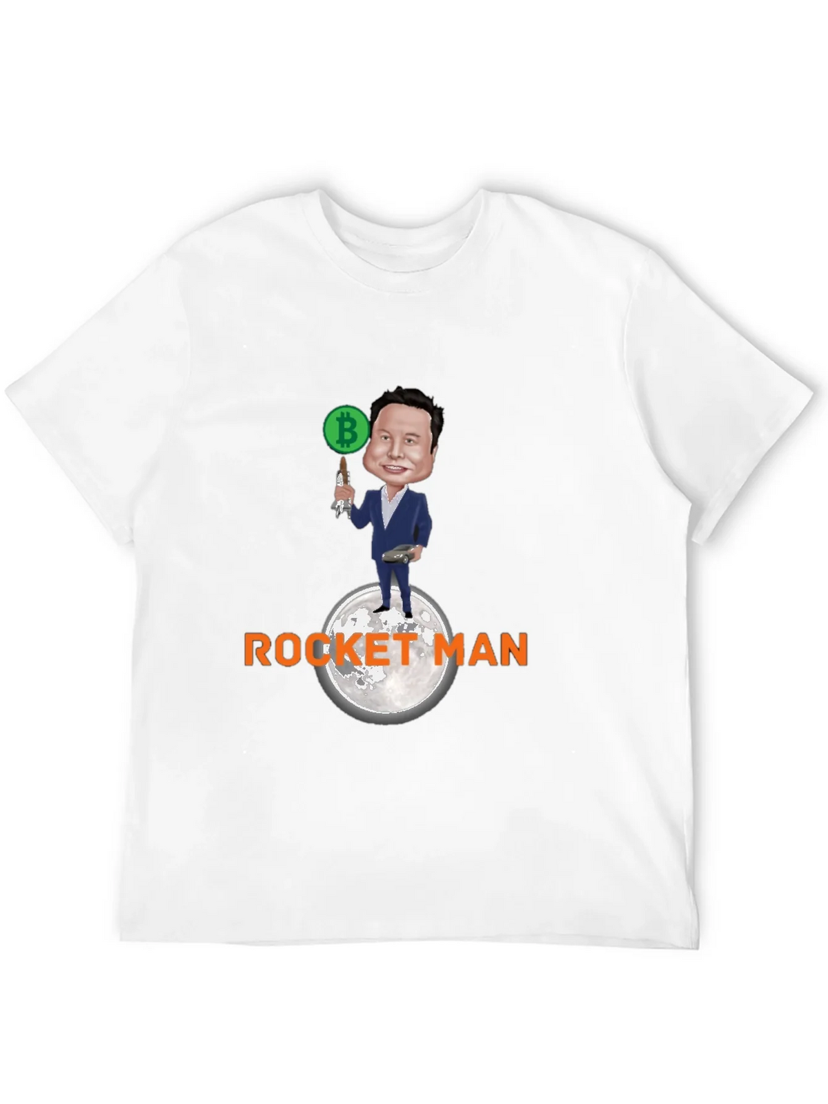 Elon Musk Bitcoin Rocket Man Graphic Tee product image 3