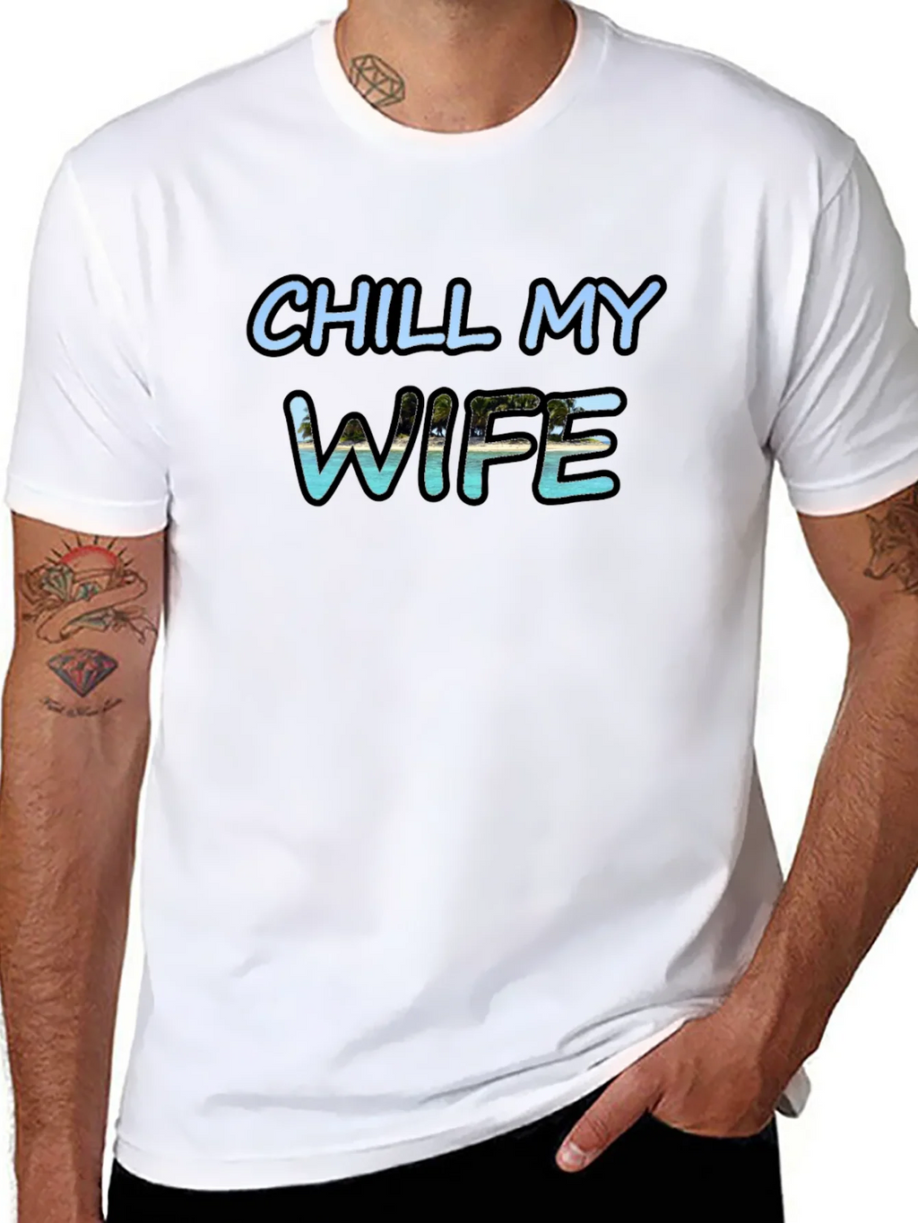 Chill My Wife T-Shirt Black Graphic Tee product image 10