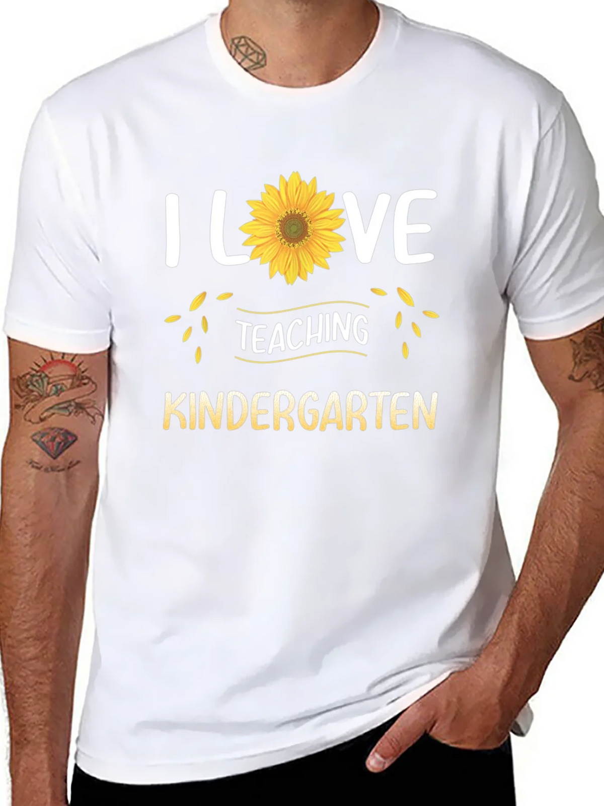 I Love Teaching Kindergarten Sunflower T-Shirt product image 10