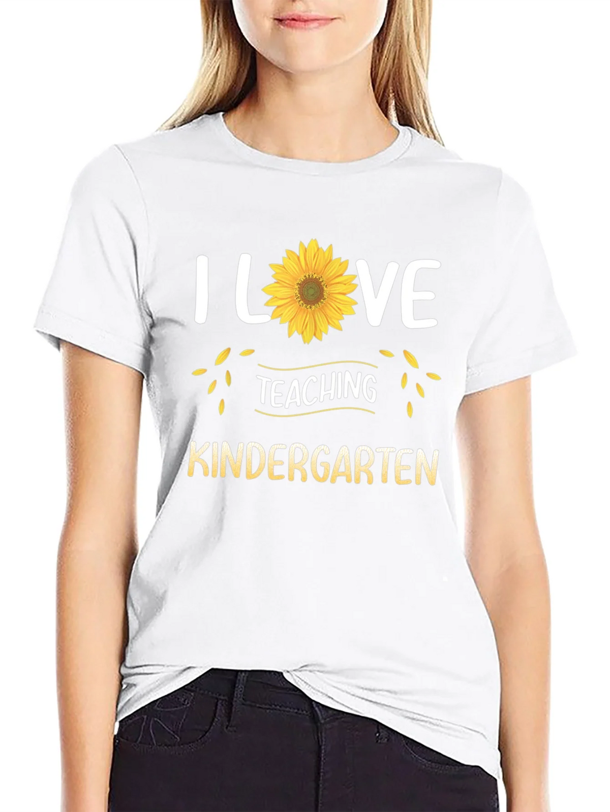 I Love Teaching Kindergarten Sunflower T-Shirt product image 11
