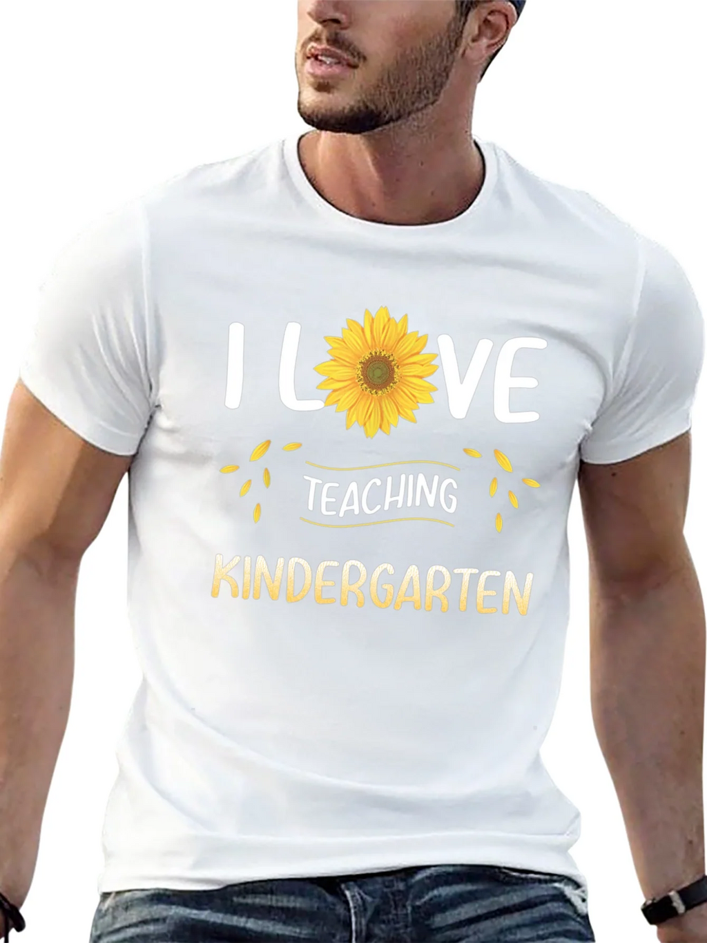 I Love Teaching Kindergarten Sunflower T-Shirt product image 4