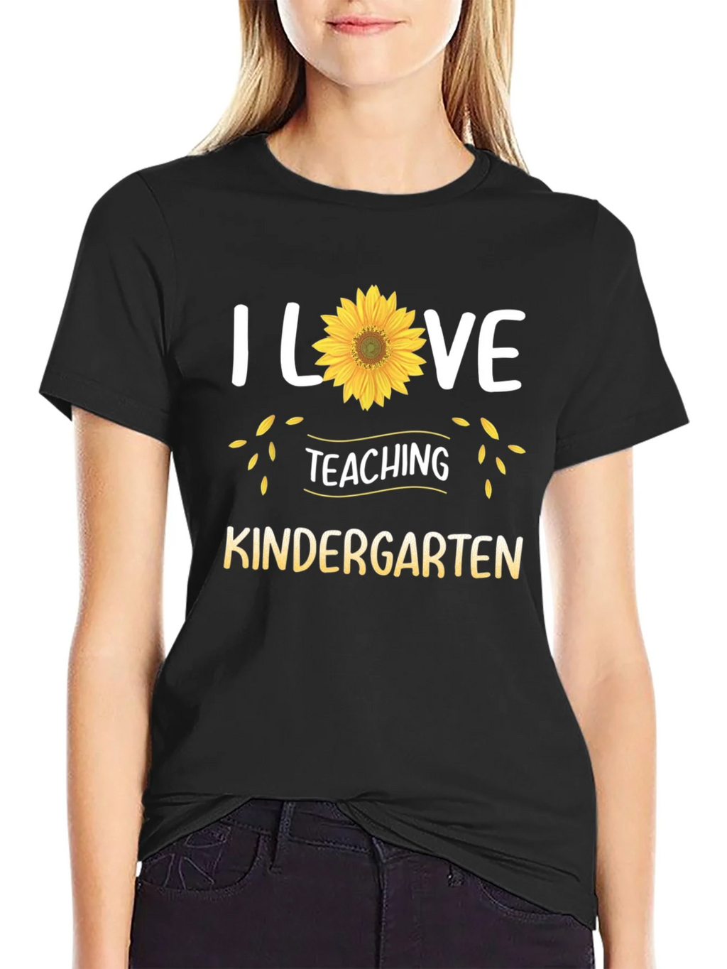 I Love Teaching Kindergarten Sunflower T-Shirt product image 5