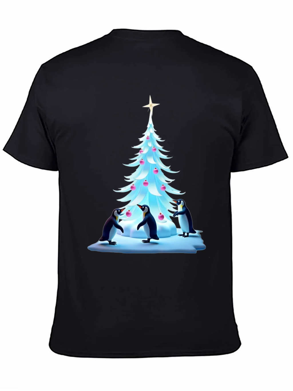 Festive Penguin Christmas Tree T-Shirt product image 7