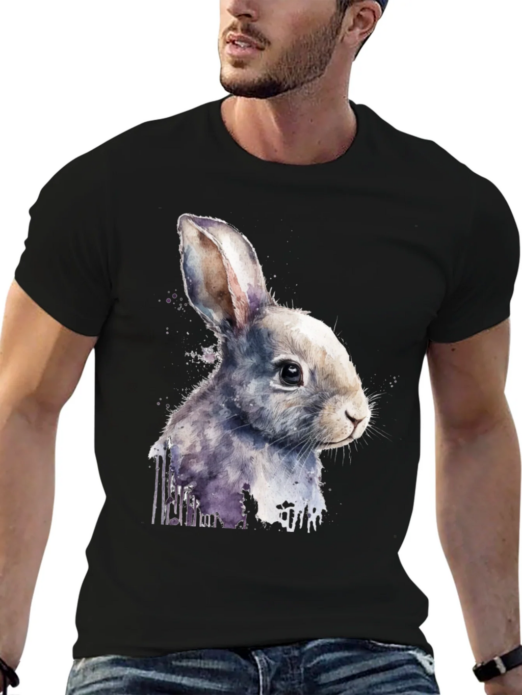 Rabbit Watercolor Graphic Tee product image 9