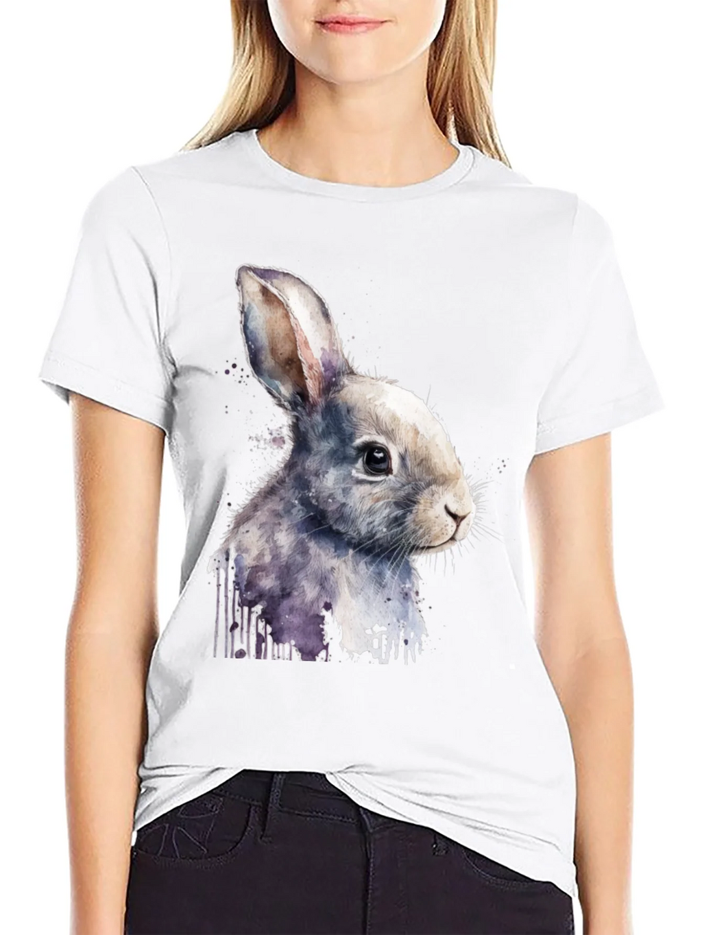Rabbit Watercolor Graphic Tee product image 11