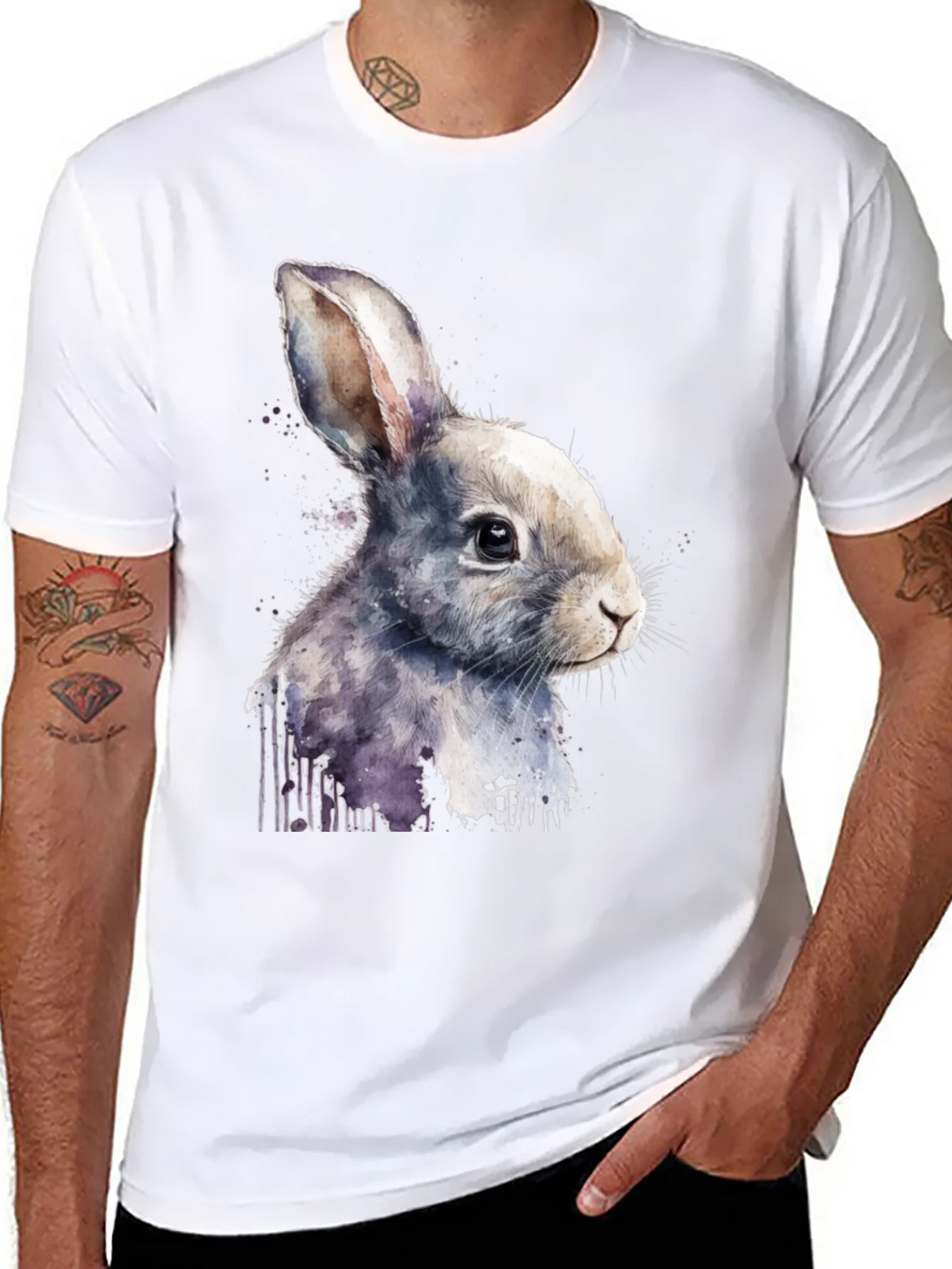 Rabbit Watercolor Graphic Tee product image 10
