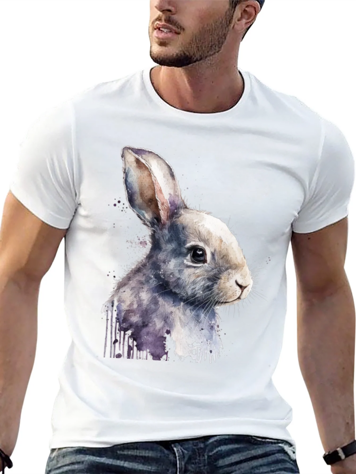 Rabbit Watercolor Graphic Tee product image 4