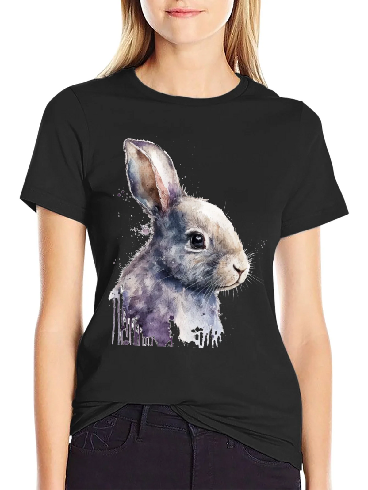 Rabbit Watercolor Graphic Tee product image 5