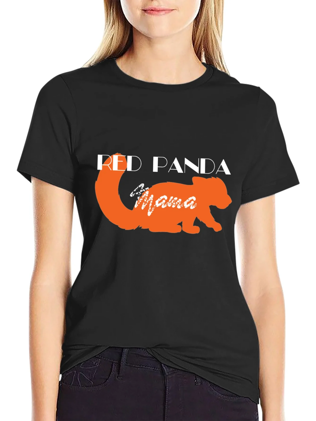 Red Panda Mama Black T-Shirt product image 5