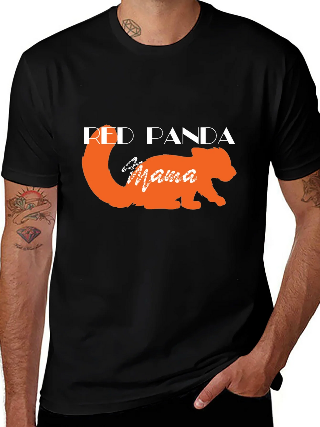 Red Panda Mama Black T-Shirt product image 1