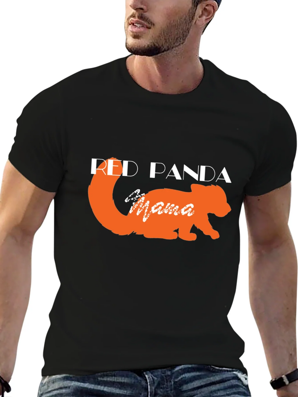 Red Panda Mama Black T-Shirt product image 9