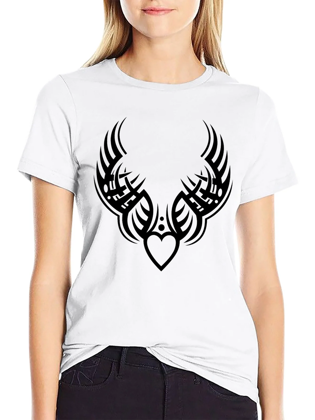 Tribal Heart Tattoo Graphic Black T-Shirt product image 11