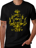 Mens Black T-Shirt with Abstract Gold Graphic Print product image 1