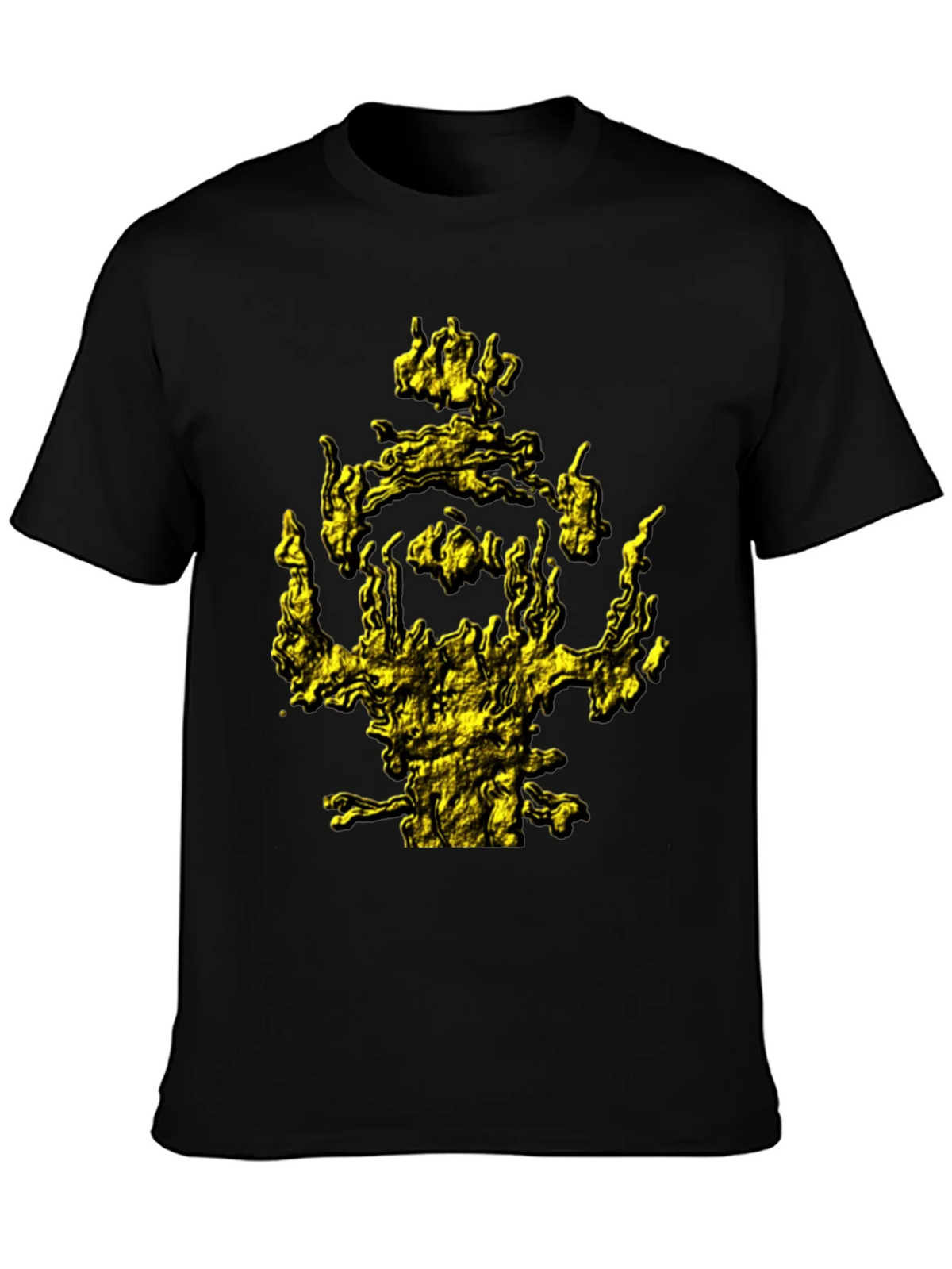 Mens Black T-Shirt with Abstract Gold Graphic Print product image 6