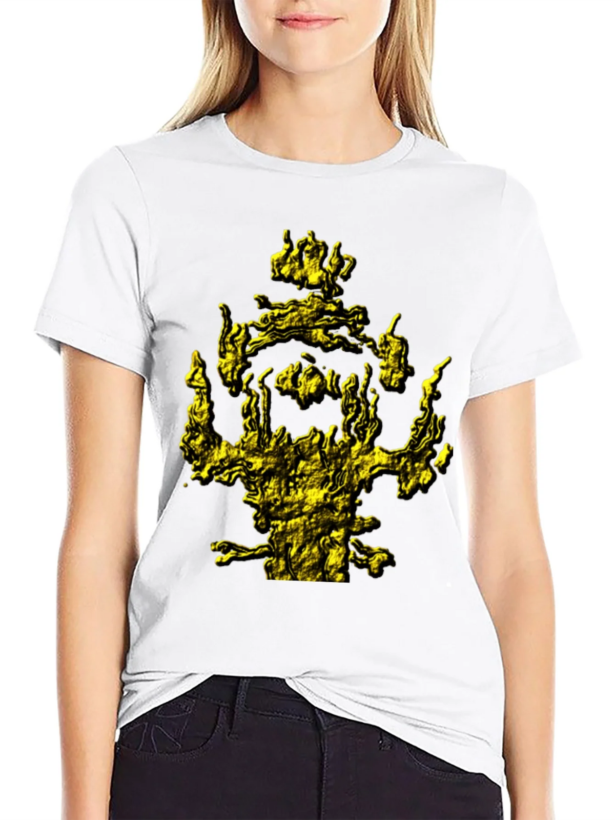 Mens Black T-Shirt with Abstract Gold Graphic Print product image 11