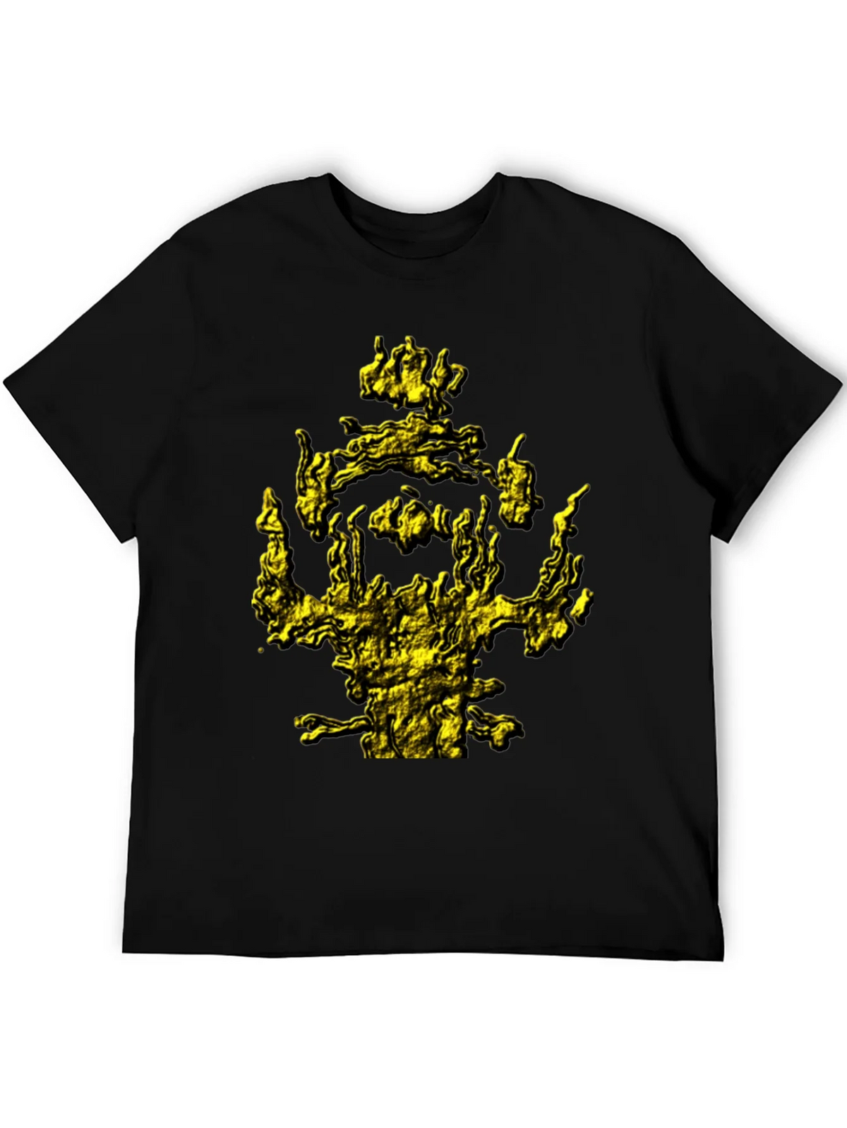 Mens Black T-Shirt with Abstract Gold Graphic Print product image 8
