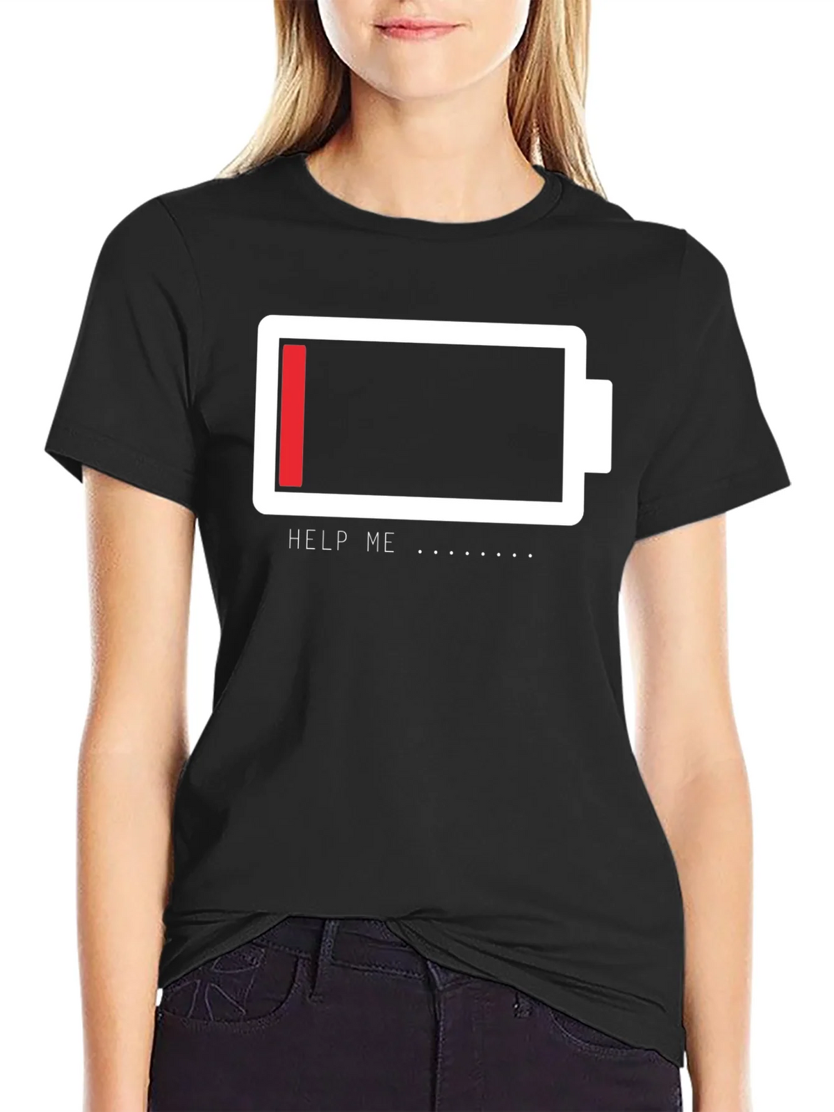 Low Battery Graphic Tee - Help Me Funny T-Shirt product image 5