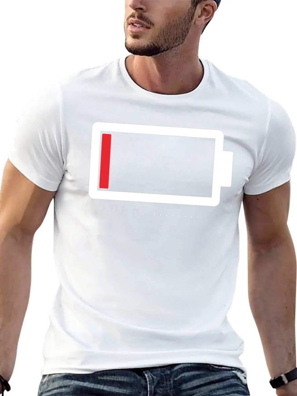 Low Battery Graphic Tee - Help Me Funny T-Shirt product image 4