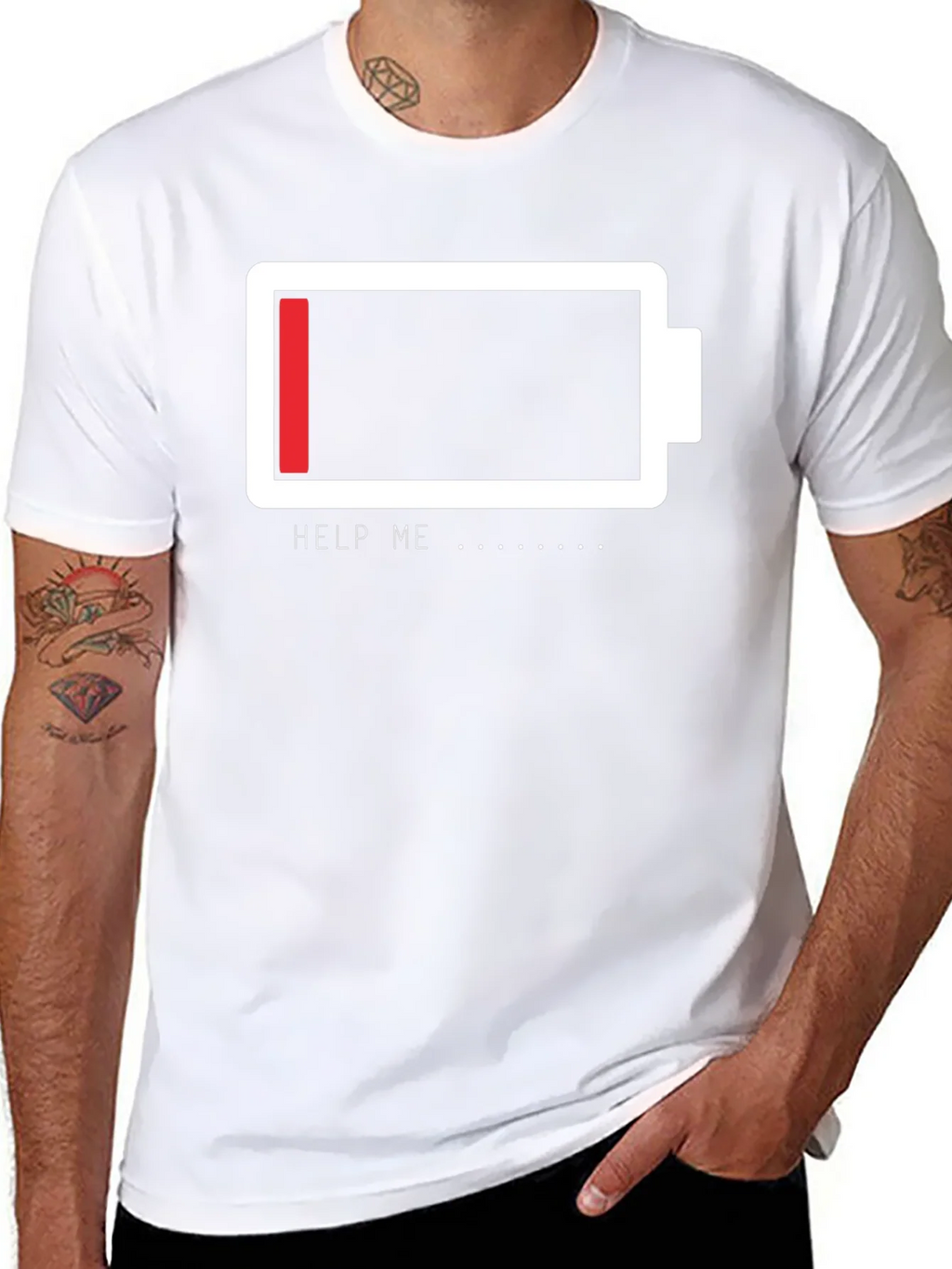 Low Battery Graphic Tee - Help Me Funny T-Shirt product image 10