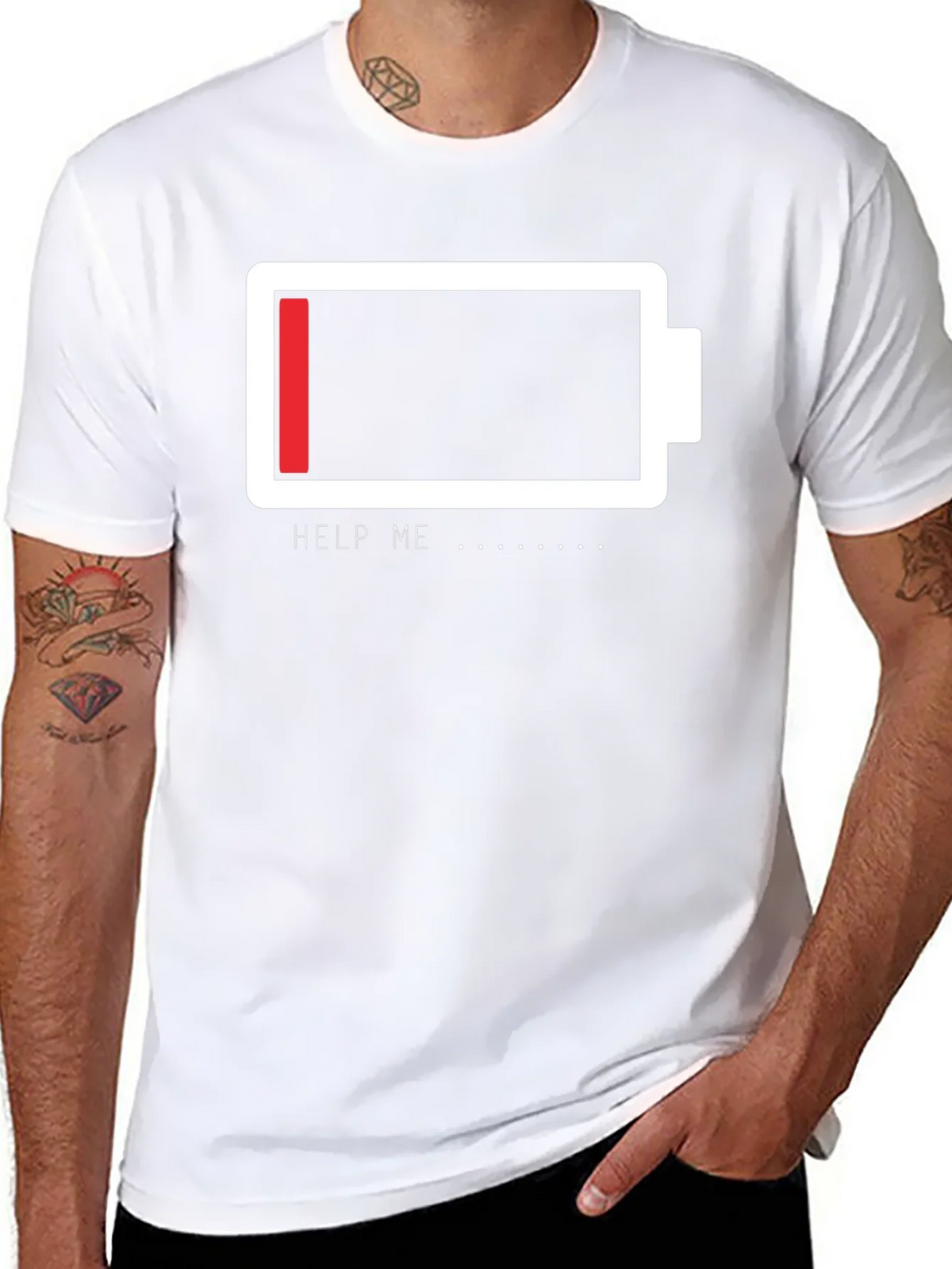 Low Battery Graphic Tee - Help Me Funny T-Shirt product image 10