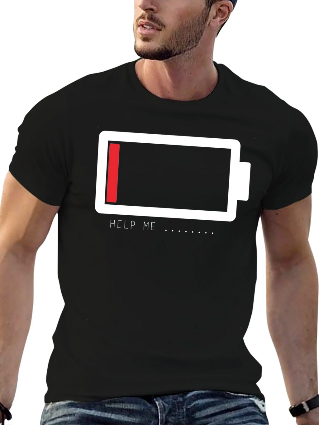 Low Battery Graphic Tee - Help Me Funny T-Shirt product image 9