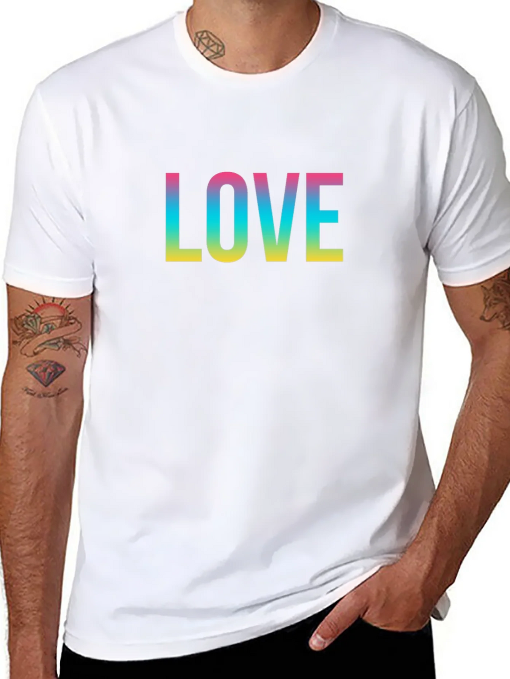 Love Rainbow Print Black T-Shirt product image 10