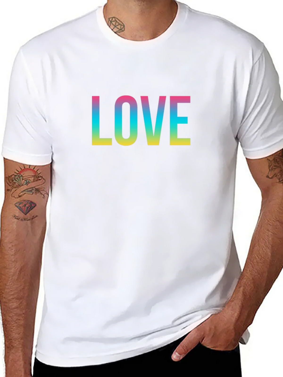 Love Rainbow Print Black T-Shirt product image 10