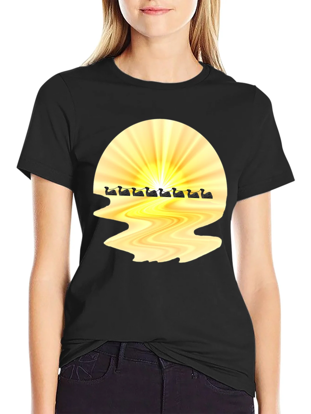 Sunrise Duck Row Black T-Shirt product image 5