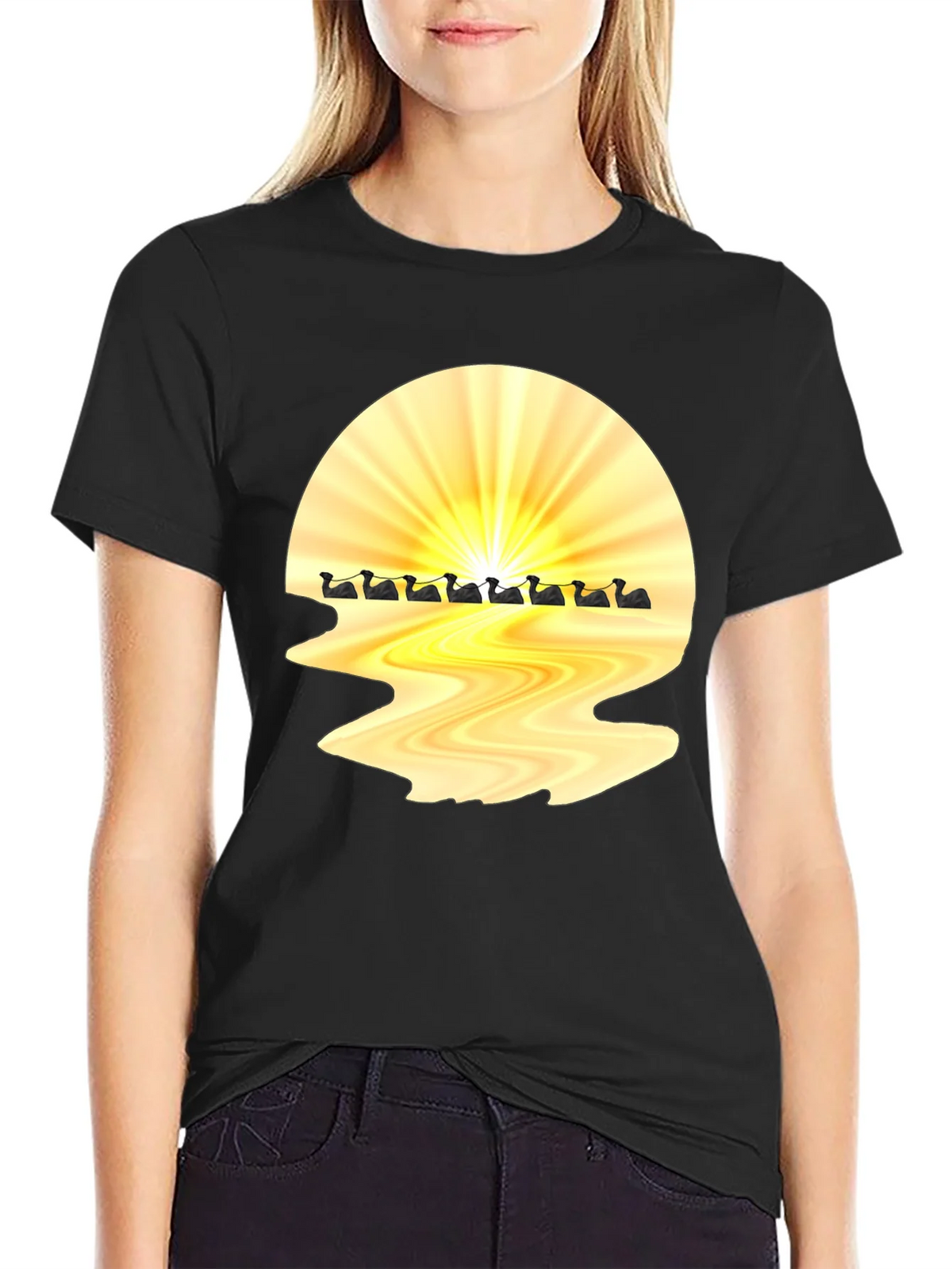 Sunrise Duck Row Black T-Shirt product image 5
