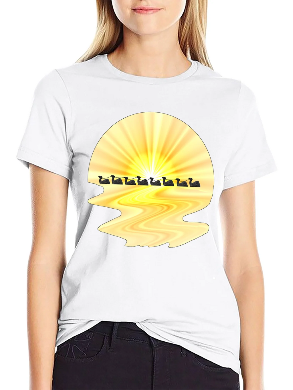 Sunrise Duck Row Black T-Shirt product image 11