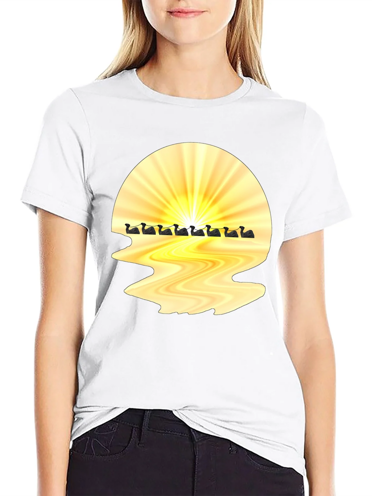 Sunrise Duck Row Black T-Shirt product image 11