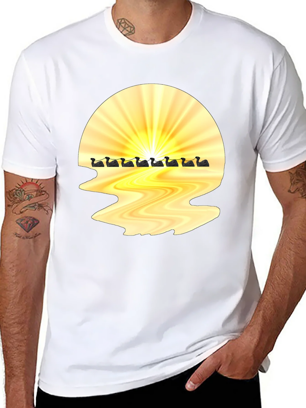 Sunrise Duck Row Black T-Shirt product image 10